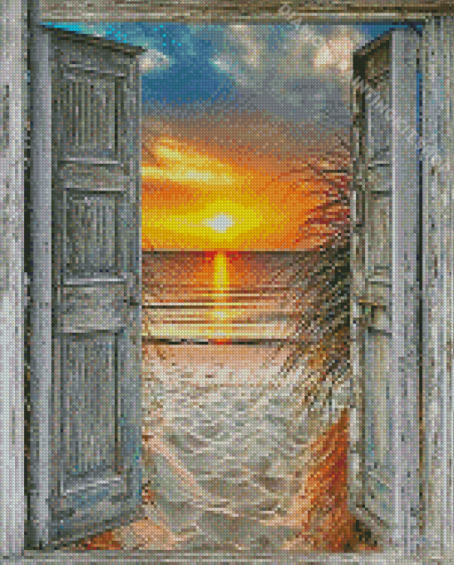 Sunset Door To The Sea Diamond Paintings