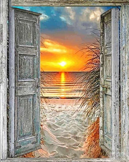 Sunset Door To The Sea Diamond Paintings