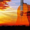 Sunset With Guitar Art Diamond Painting