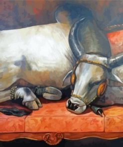 The Cow On Sofa Diamond Painting