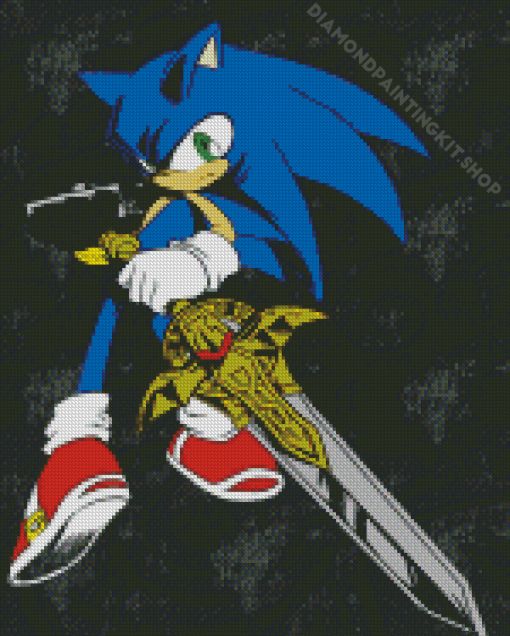 The Hedgehog Sonic With Sword Diamond Painting