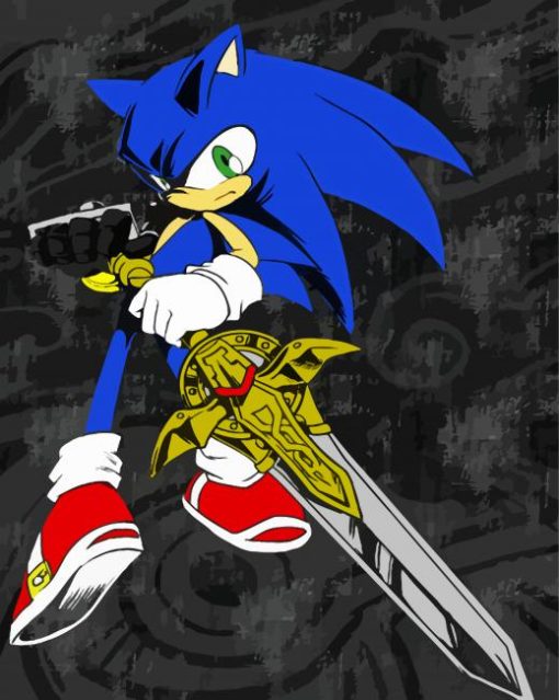 The Hedgehog Sonic With Sword Diamond Painting