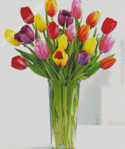 Tulip Colorful Flower Vase Diamond Paintings