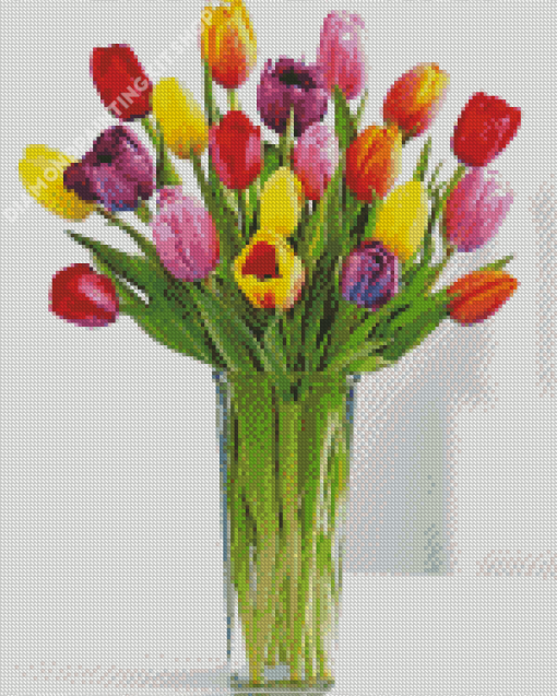 Tulip Colorful Flower Vase Diamond Paintings