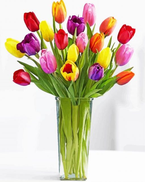 Tulip Colorful Flower Vase Diamond Paintings