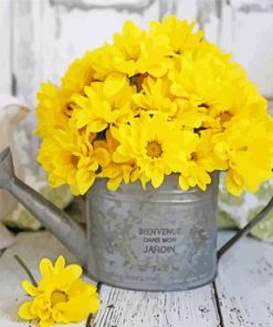 Watering Can With Yellow Flowers Diamond Paintings