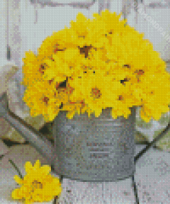 Watering Can With Yellow Flowers Diamond Paintings