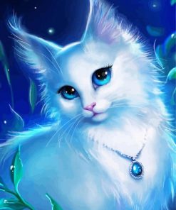 White Fantasy Cat Diamond Paintings