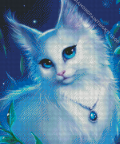 White Fantasy Cat Diamond Paintings