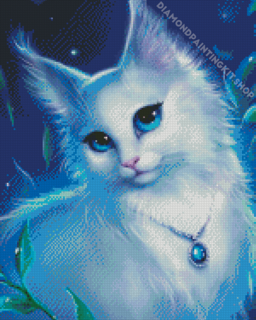 White Fantasy Cat Diamond Paintings