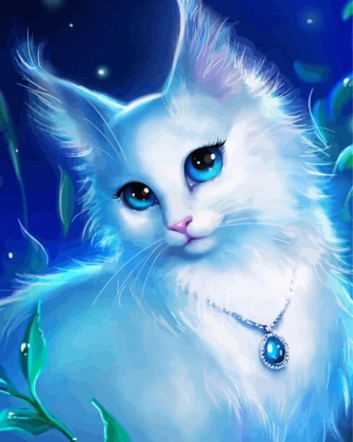 White Fantasy Cat Diamond Paintings