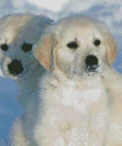 White Golden Retriever Puppies In Snow Diamond Painting