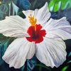 White Hibiscus Flower Diamond Paintings