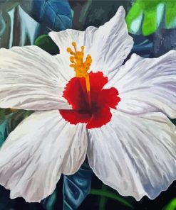 White Hibiscus Flower Diamond Paintings