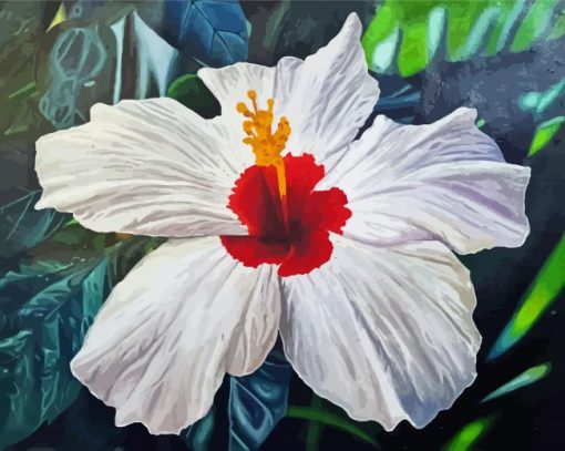 White Hibiscus Flower Diamond Paintings