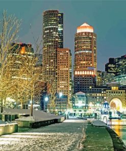 Winter Boston Skyline Diamond Paintings