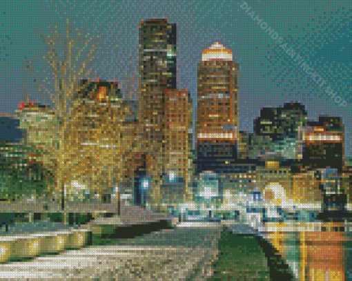 Winter Boston Skyline Diamond Paintings