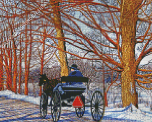 Winter Horse And Carriage Diamond Paintings