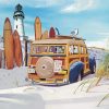 Woodie Car On Beach Diamond Painting