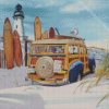 Woodie Car On Beach Diamond Painting