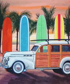 Woodie With Surfboards Diamond Painting