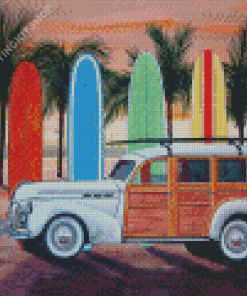 Woodie With Surfboards Diamond Painting