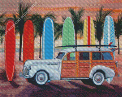 Woodie With Surfboards Diamond Painting