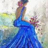 Abstract Woman In Blue Dress Diamond Painting