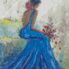 Abstract Woman In Blue Dress Diamond Painting