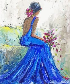 Abstract Woman In Blue Dress Diamond Painting