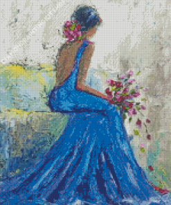 Abstract Woman In Blue Dress Diamond Painting