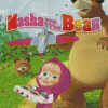 Aesthetic Masha And The Bear Poster Diamond Paintings