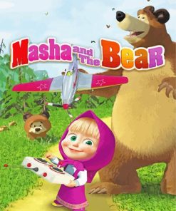 Aesthetic Masha And The Bear Poster Diamond Paintings