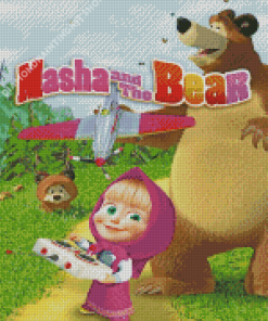 Aesthetic Masha And The Bear Poster Diamond Paintings