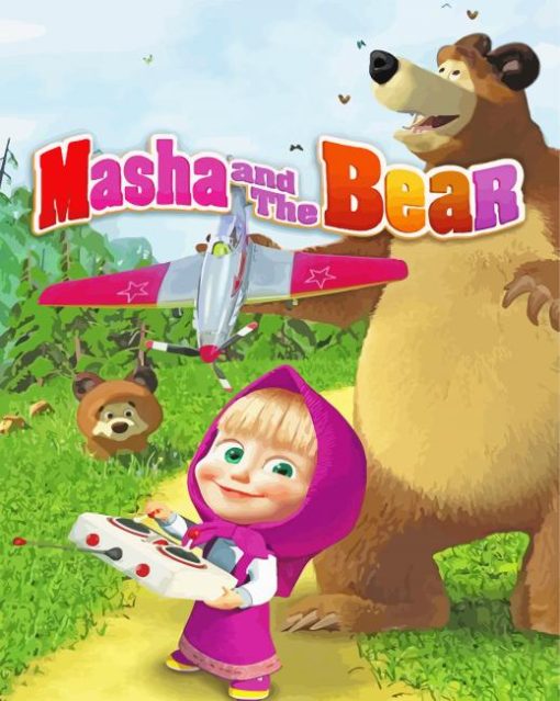 Aesthetic Masha And The Bear Poster Diamond Paintings