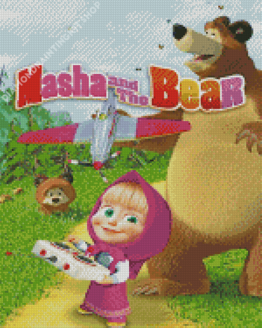 Aesthetic Masha And The Bear Poster Diamond Paintings