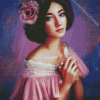 Beautiful Pink Lady In Dress Diamond Painting