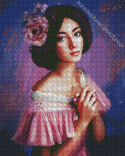 Beautiful Pink Lady In Dress Diamond Painting