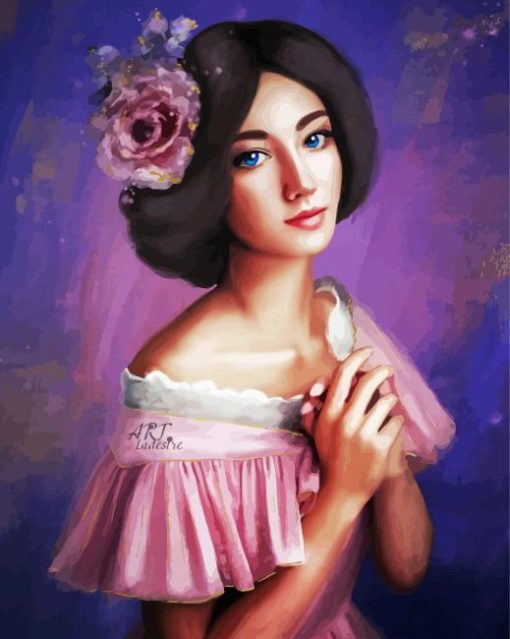 Beautiful Pink Lady In Dress Diamond Painting