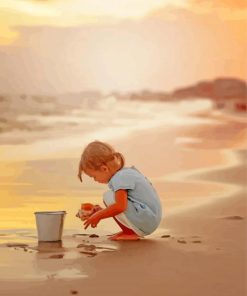 Beautiful Kid On The Beach Diamond Painting