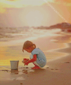 Beautiful Kid On The Beach Diamond Painting