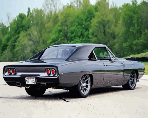 Black 1968 Dodge Charger Car Diamond Painting