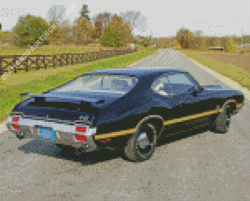 Black Oldsmobile 442 Car Diamond Painting