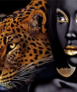 Black Woman With Leopard Diamond Painting