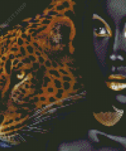 Black Woman With Leopard Diamond Painting