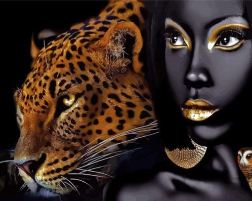 Black Woman With Leopard Diamond Painting