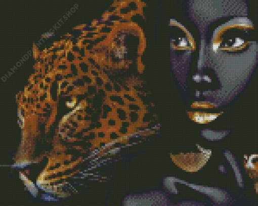 Black Woman With Leopard Diamond Painting