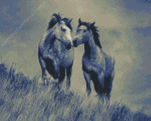 Black And White Couple Horses Diamond Paintings