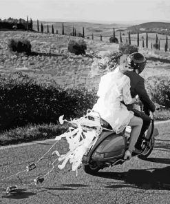 Black And White Couple On Motorbike Diamond Painting