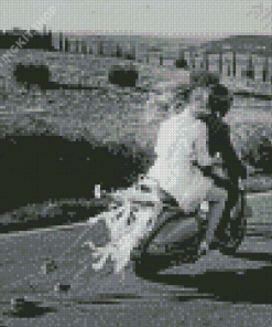 Black And White Couple On Motorbike Diamond Painting